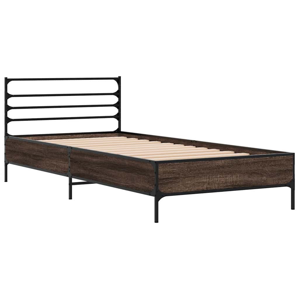 Bed Frame | Brown Oak | Engineered wood, Metal | Single | Modern