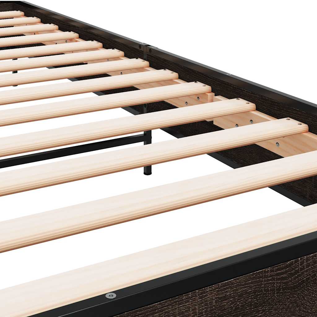 Bed Frame | Brown Oak | Engineered wood, Metal | Single | Modern