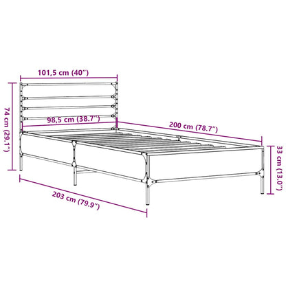 Bed Frame | Brown Oak | Engineered wood, Metal | Single | Modern