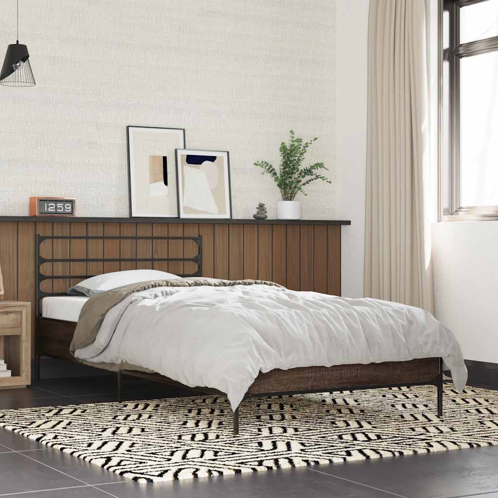 Bed Frame | Brown Oak | Engineered wood, Metal | Single | Modern