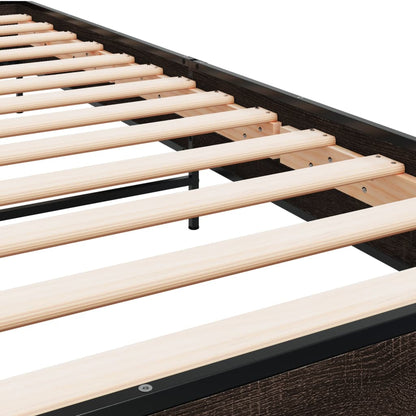 Bed Frame | Brown Oak | Engineered wood with metal legs | Single