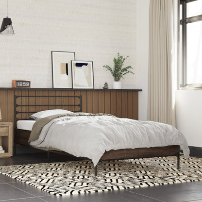 Bed Frame | Brown Oak | Engineered wood with metal legs | Single