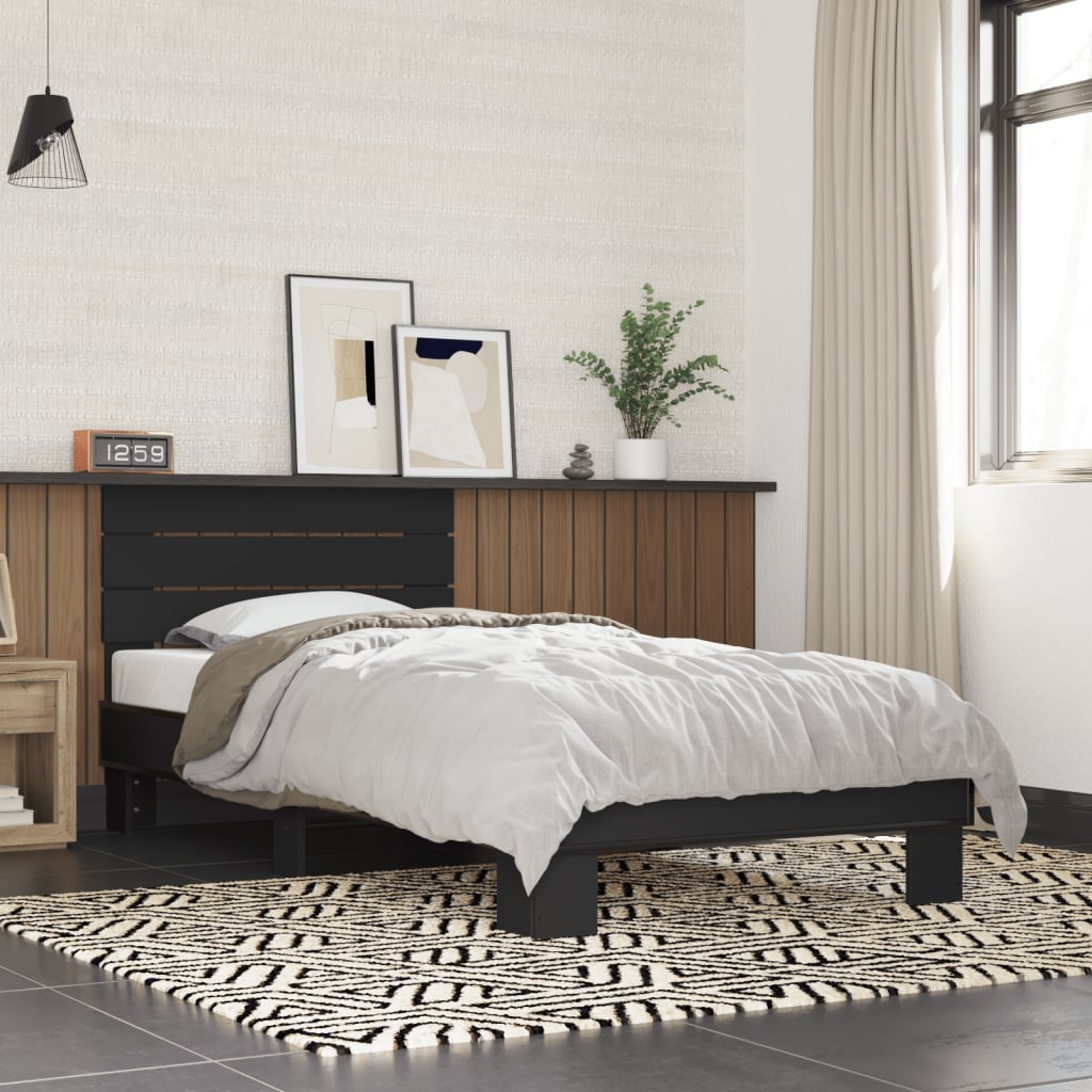 Bed Frame without Mattress Black 90x200 cm
