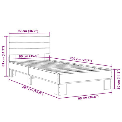 Bed Frame without Mattress Brown Oak 90x200 cm