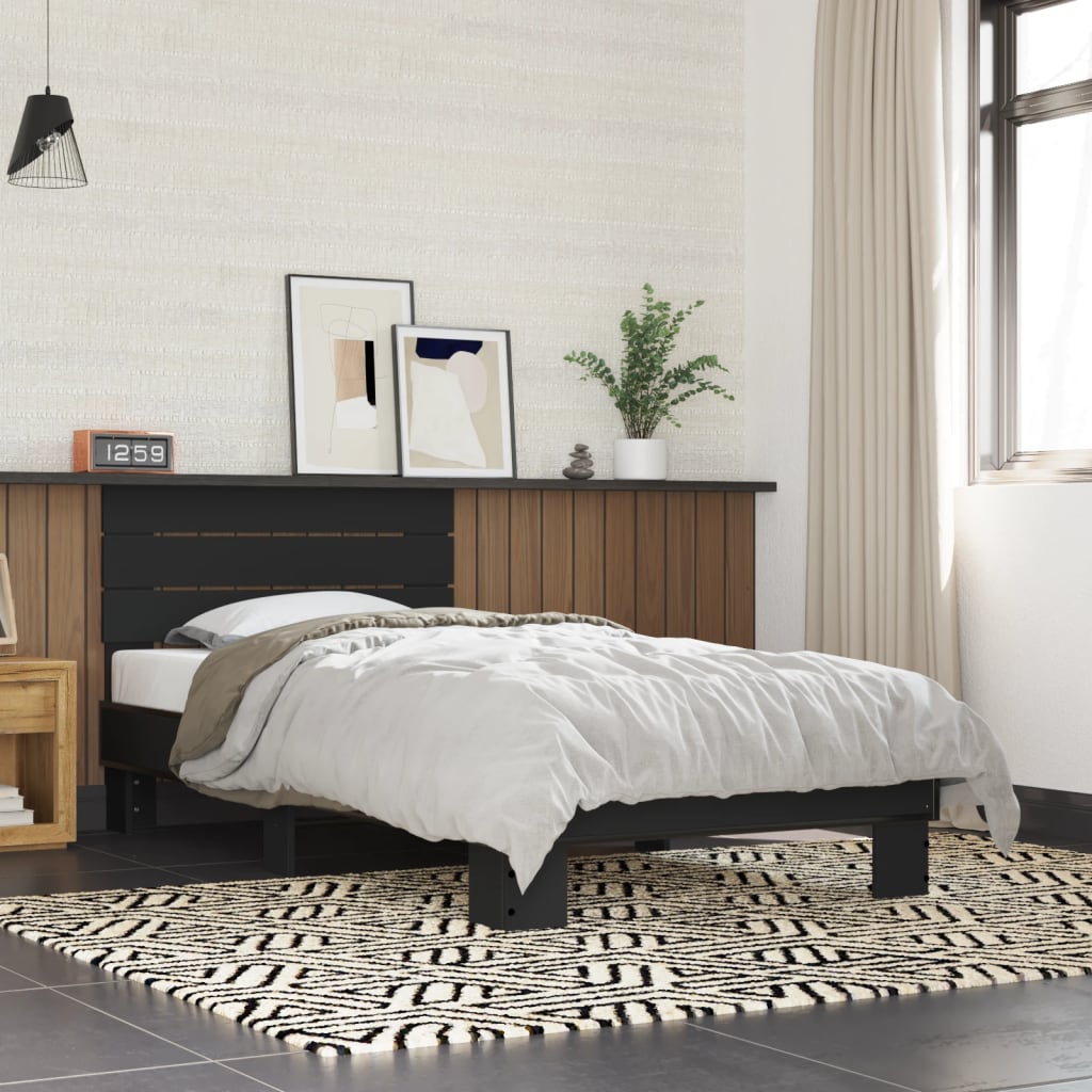 Bed Frame without Mattress Black 75x190 cm Small Single