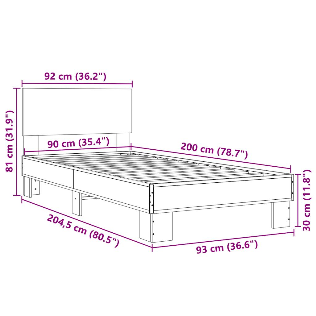 Bed Frame | Smoked Oak | Engineered Wood, Metal | Single | Durable