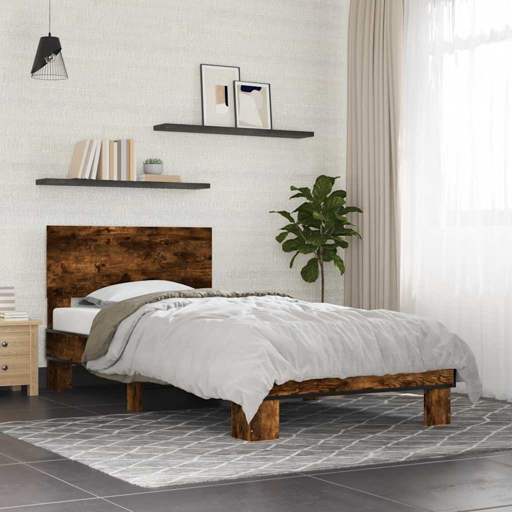 Bed Frame | Smoked Oak | Engineered Wood, Metal | Single | Durable