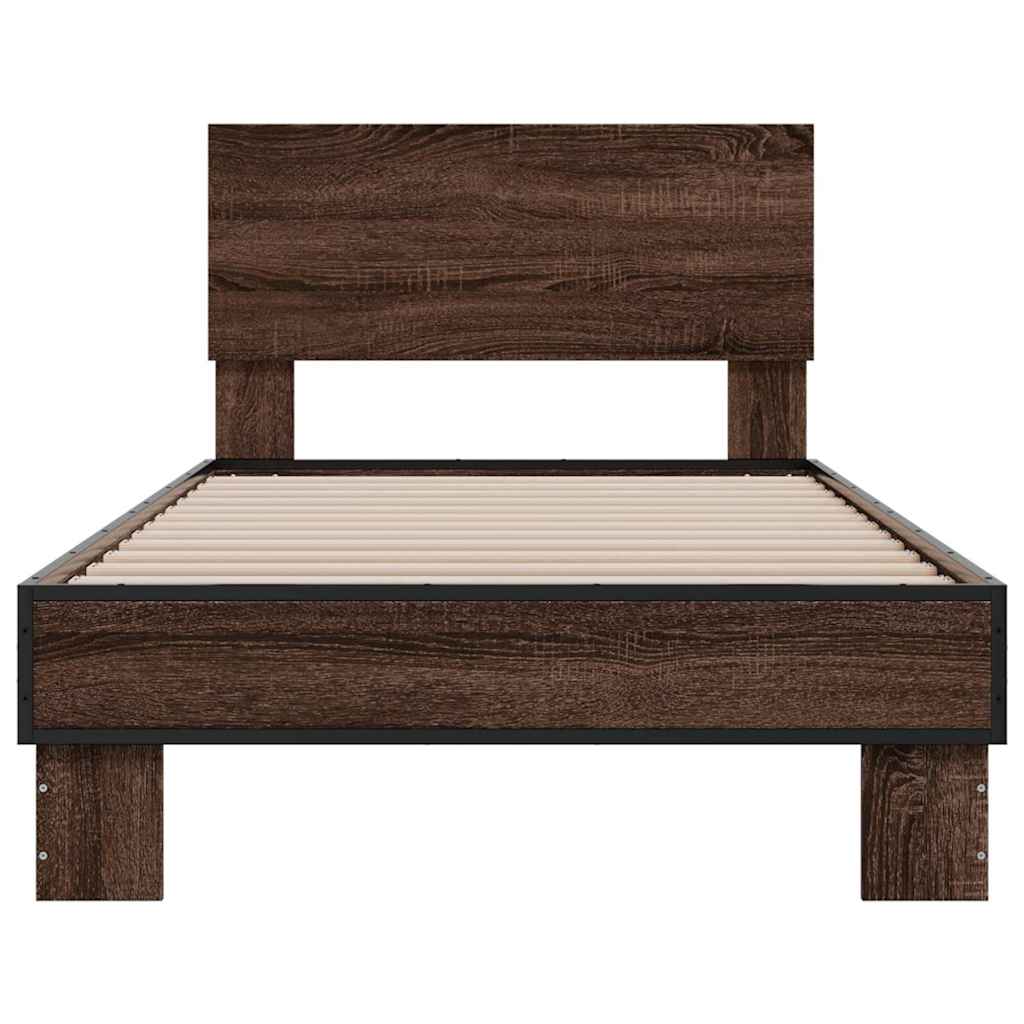 Bed Frame | Brown oak | Engineered wood, metal, plywood | Single