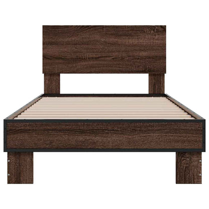 Bed Frame | Brown oak | Engineered wood, metal, plywood | Single