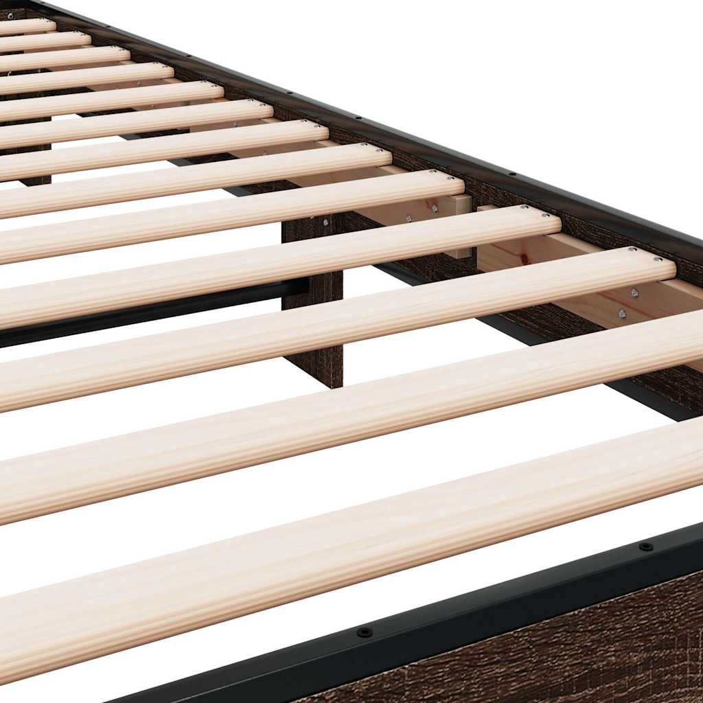Bed Frame | Brown oak | Engineered wood, metal, plywood | Single