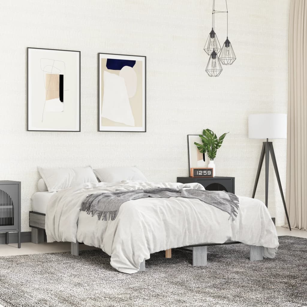 Bed Frame without Mattress Grey Sonoma 120x200 cm