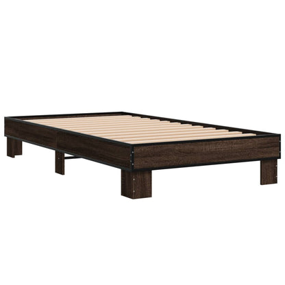 Bed Frame without Mattress Brown Oak 100x200 cm