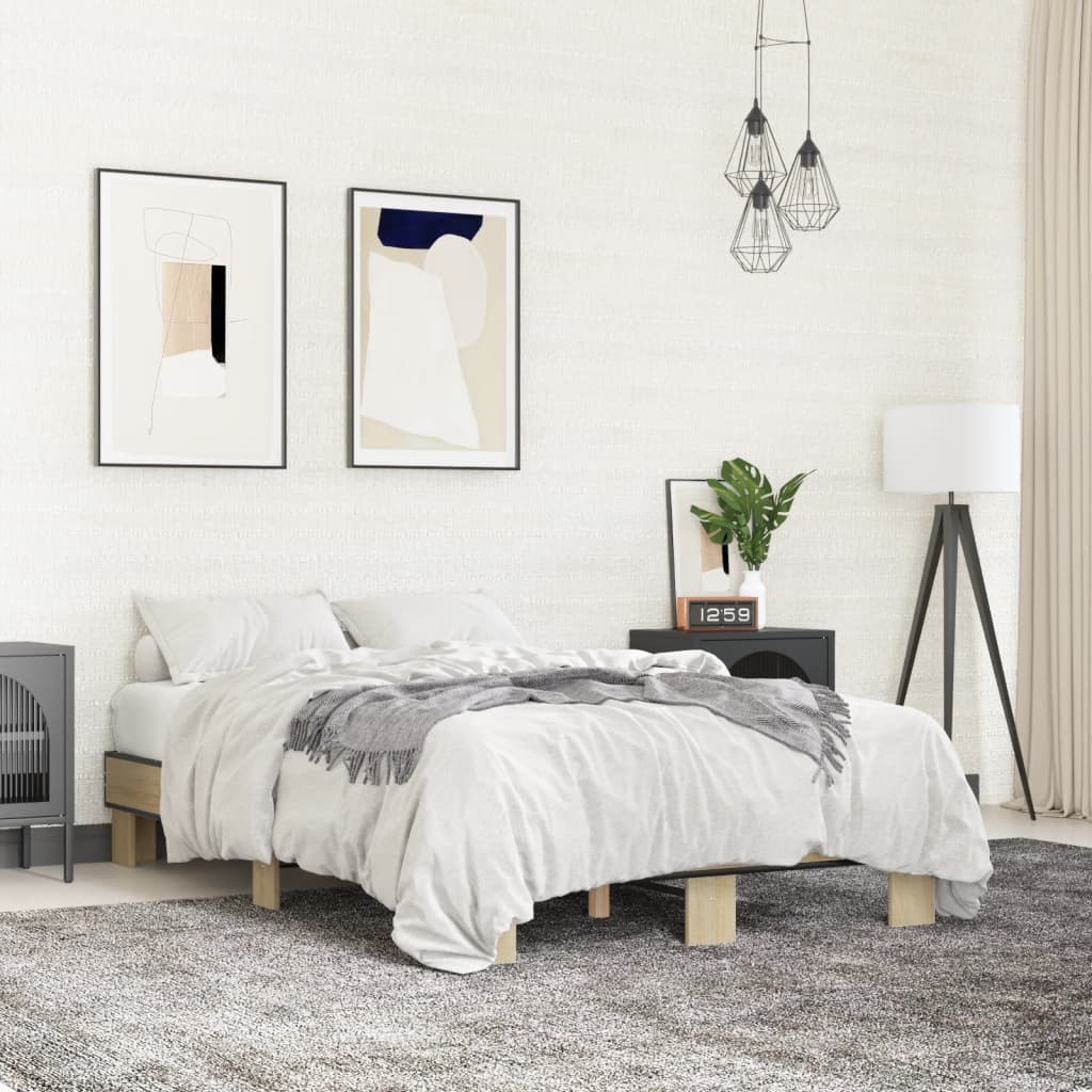 Bed Frame without Mattress Sonoma Oak 120x190 cm Small Double