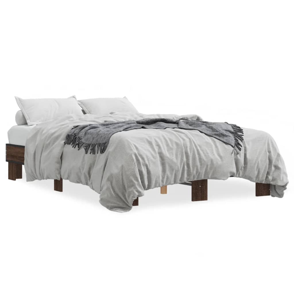 Bed Frame without Mattress Brown Oak 135x190 cm Double