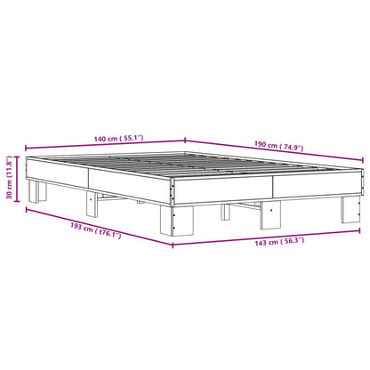 Bed Frame without Mattress Brown Oak 140x190 cm