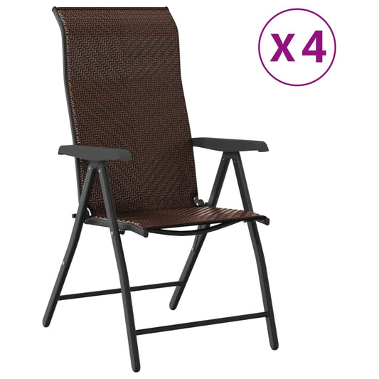 Folding Chairs 4 pcs Brown Poly Rattan