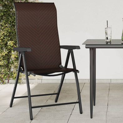 Folding Garden Chairs 4 pcs Brown Poly Rattan