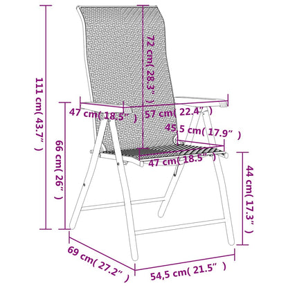 Folding Garden Chairs 4 pcs Grey Poly Rattan