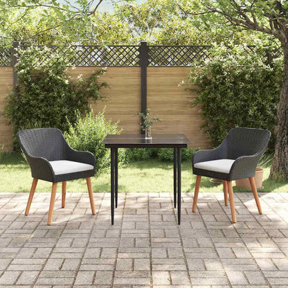 Garden Dining Set with Cushion 3 pcs Black Poly Rattan