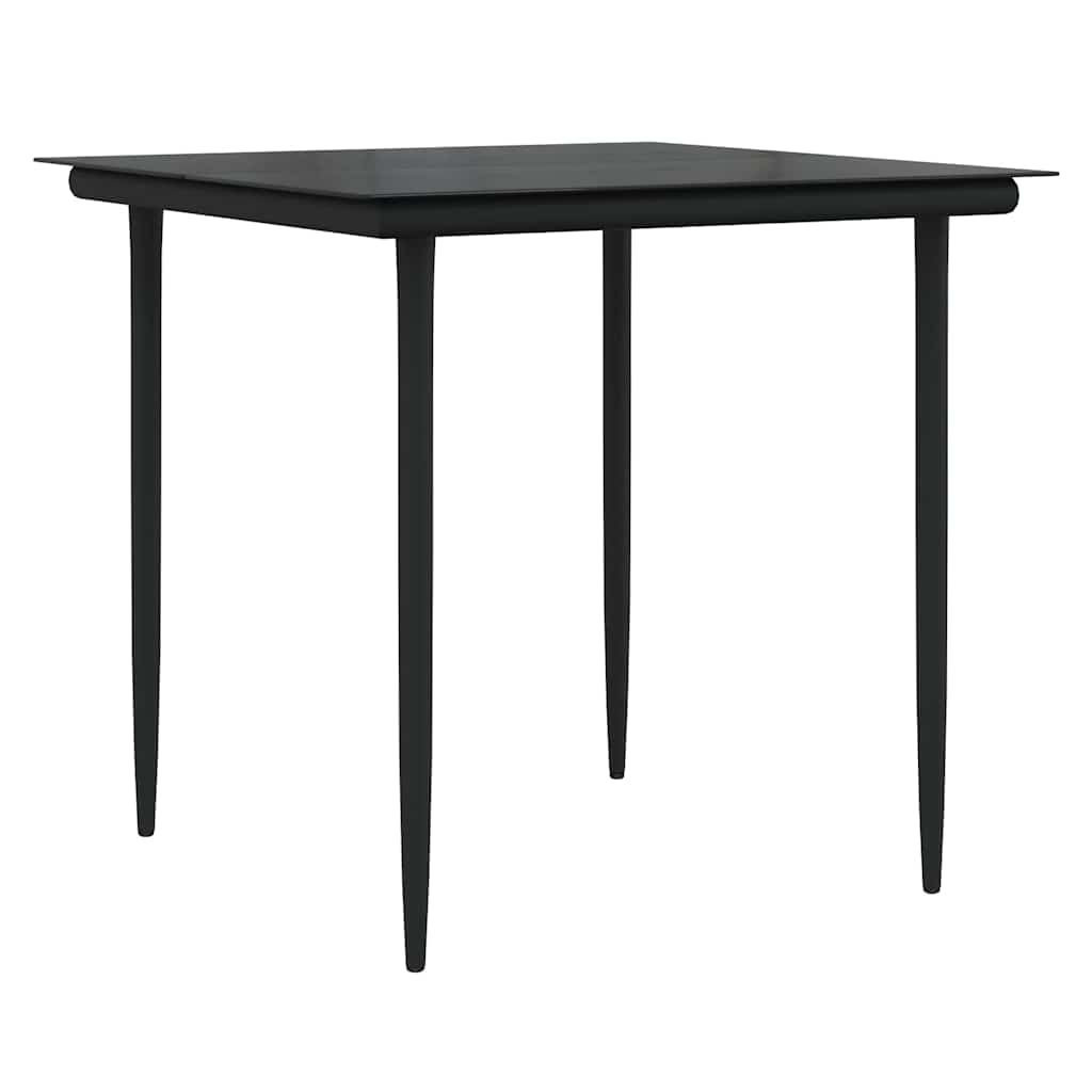 Garden Dining Set with Cushion 3 pcs Black Poly Rattan