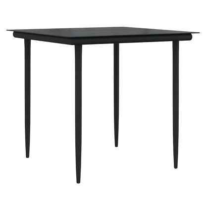 Garden Dining Set with Cushion 3 pcs Black Poly Rattan