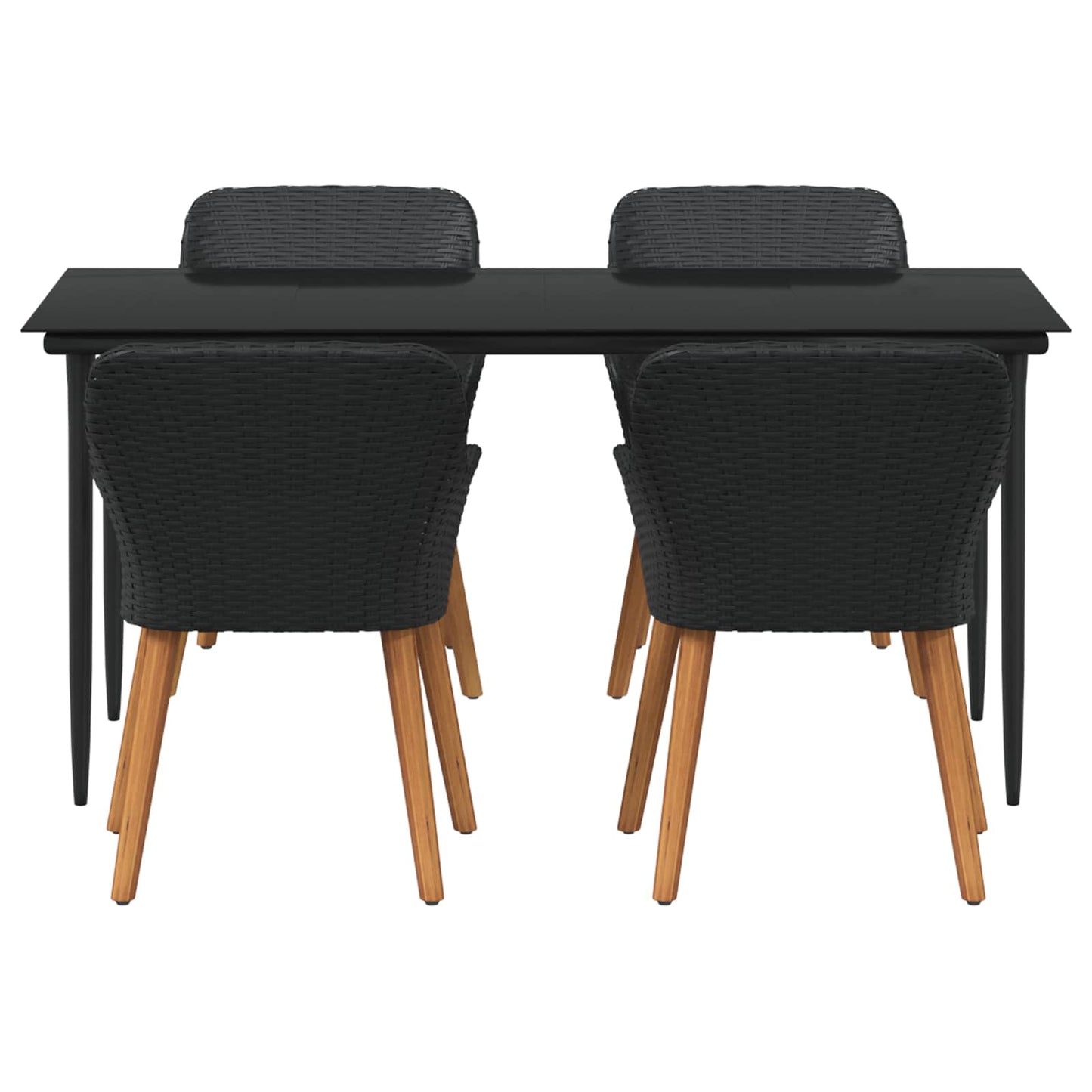 Garden Dining Set with Cushion 5 pcs Black Poly Rattan