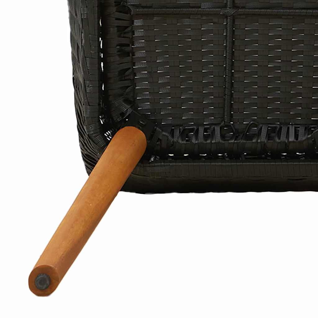Garden Dining Set with Cushion 3 pcs Black Poly Rattan
