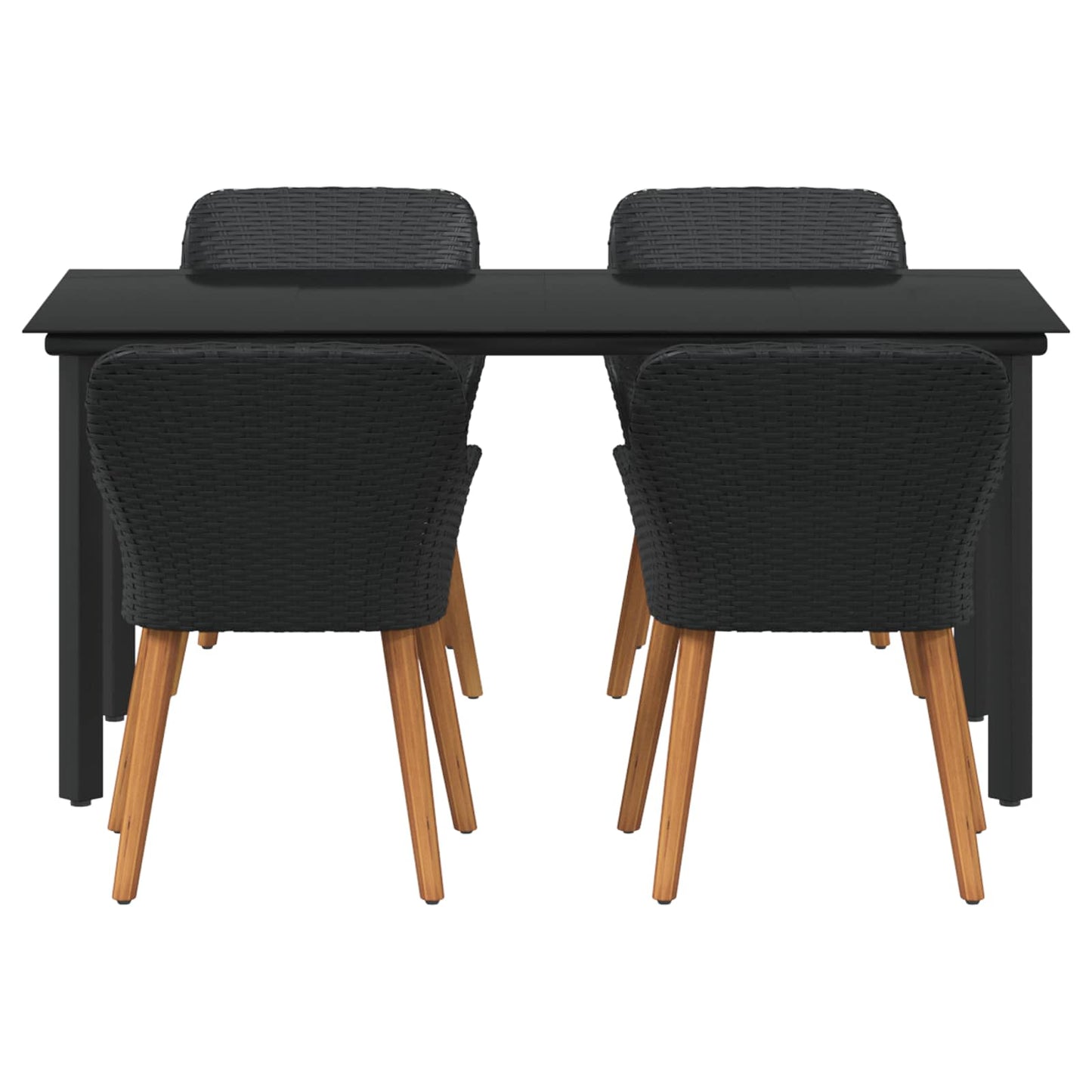 Garden Dining Set with Cushion 5 pcs Black Poly Rattan
