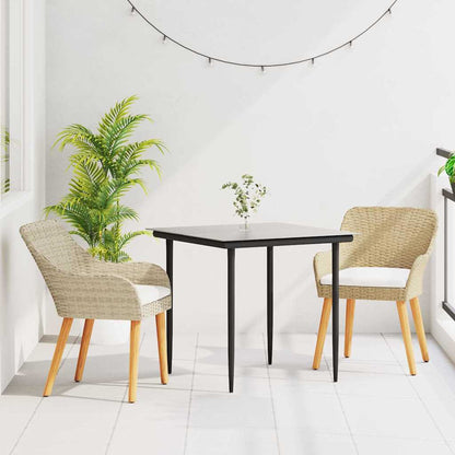 Garden Dining Set with Cushion 3 pcs Beige Poly Rattan