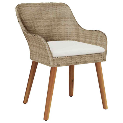 Garden Dining Set with Cushion 3 pcs Beige Poly Rattan