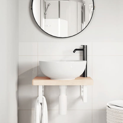 Shelf Brackets for Washbasin 2 pcs White Rectangular Steel