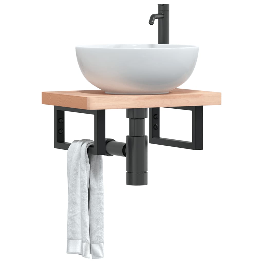 Shelf Brackets for Washbasin 2 pcs Black Rectangular Steel