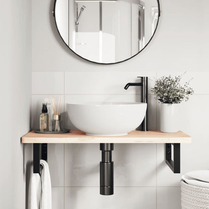 Shelf Brackets for Washbasin 2 pcs Black Rectangular Steel