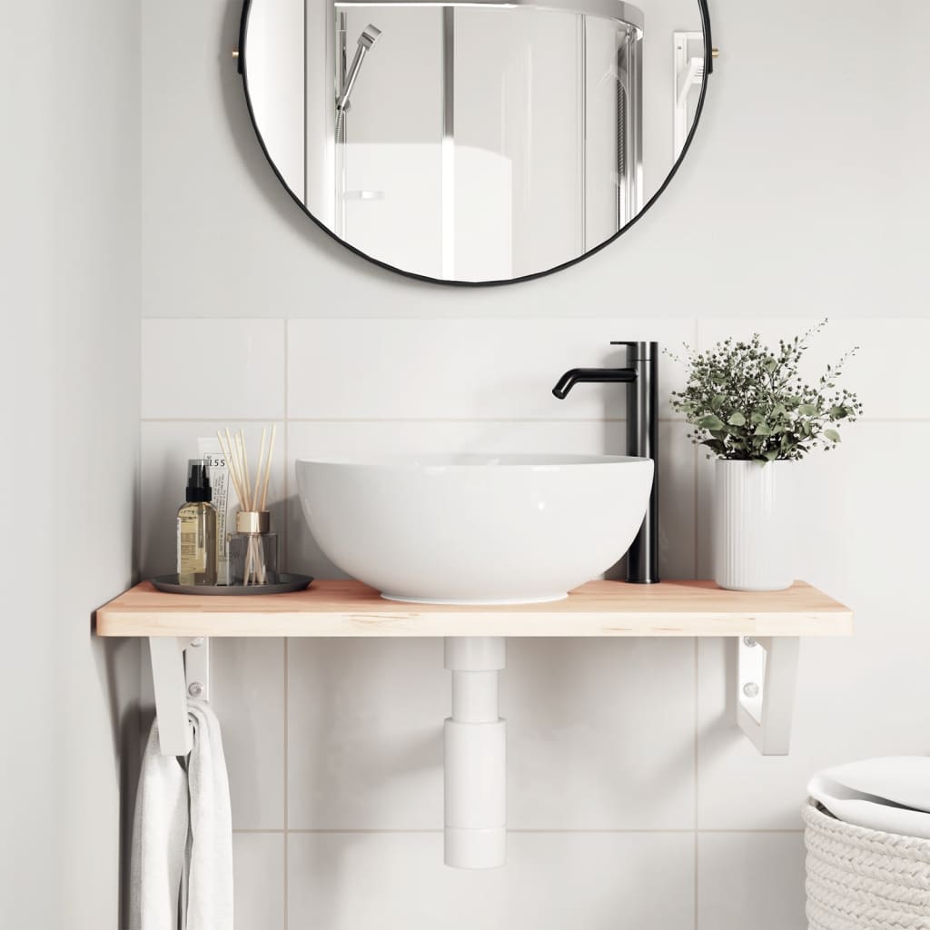 Shelf Brackets for Washbasin 2 pcs White Trapezium Steel
