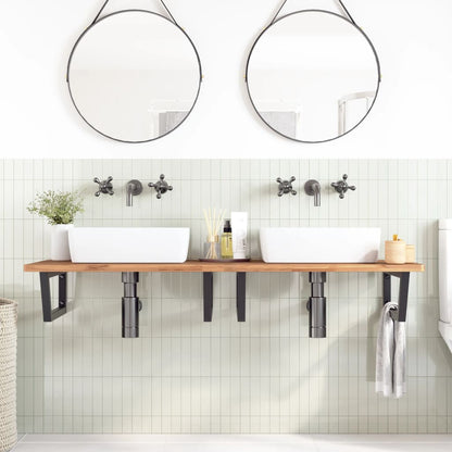 Shelf Brackets for Washbasin 2 pcs Black Trapezium Steel