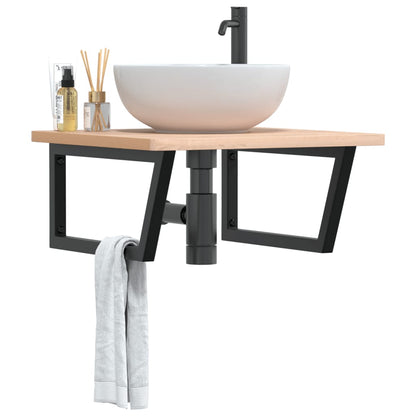 Shelf Brackets for Washbasin 2 pcs Black Trapezium Steel