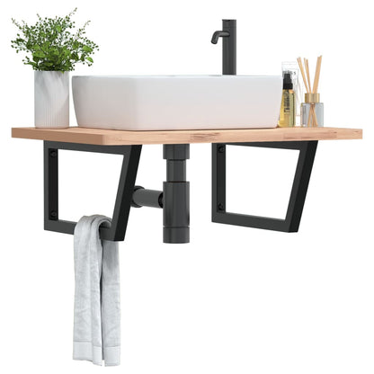 Shelf Brackets for Washbasin 2 pcs Black Trapezium Steel