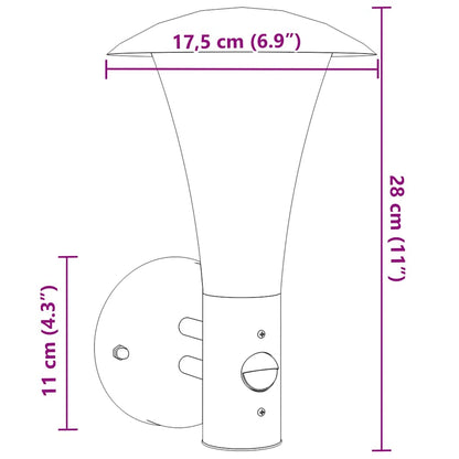 Outdoor Wall Light with Sensor Black Stainless Steel