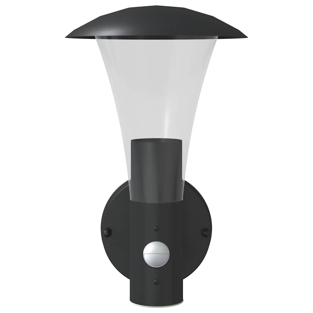 Outdoor Wall Lights with Sensors 2pcs Black Stainless Steel