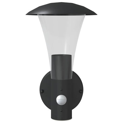 Outdoor Wall Lights with Sensors 2pcs Black Stainless Steel