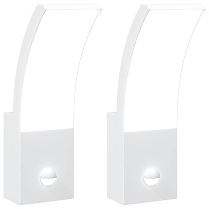 Outdoor LED Wall Lights with Sensors 2pcs White Die-cast Aluminium