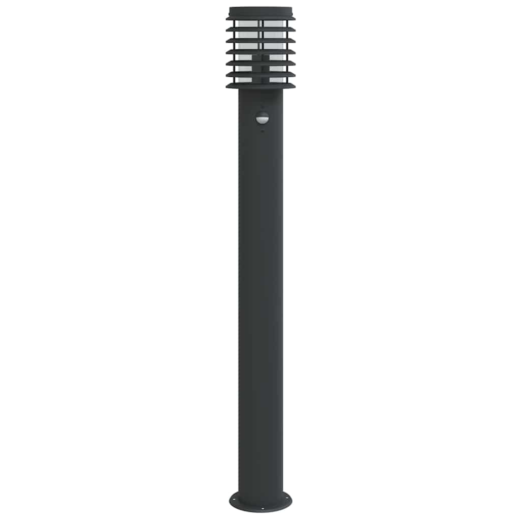 Outdoor Floor Lamps with Sensors 3pcs Black 110cm Stainless Steel