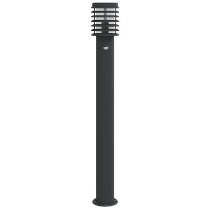 Outdoor Floor Lamps with Sensors 3pcs Black 110cm Stainless Steel