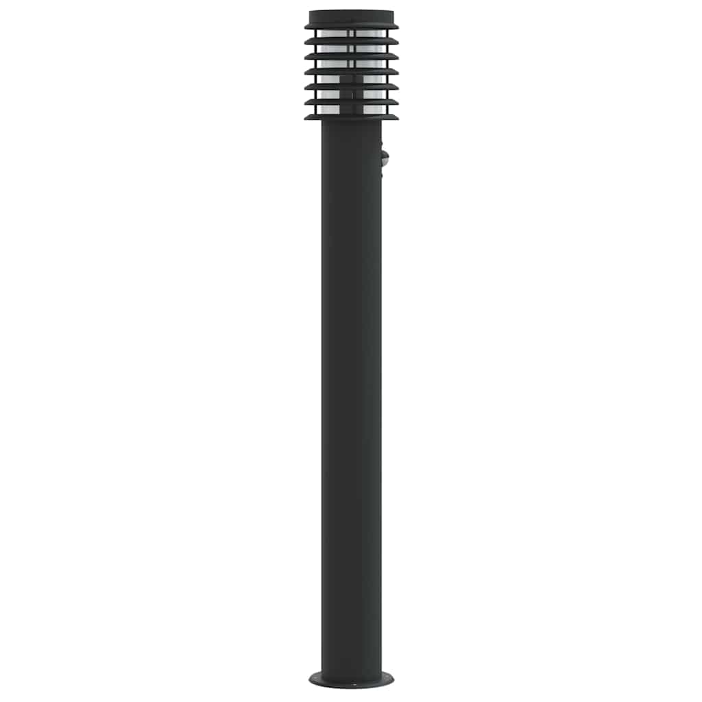 Outdoor Floor Lamps with Sensors 3pcs Black 110cm Stainless Steel