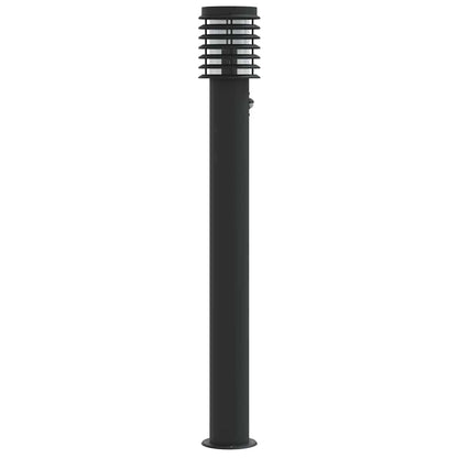 Outdoor Floor Lamps with Sensors 3pcs Black 110cm Stainless Steel