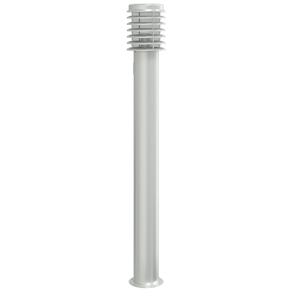 Outdoor Floor Lamps with Outlet 3pcs Silver 110cm Stainless Steel