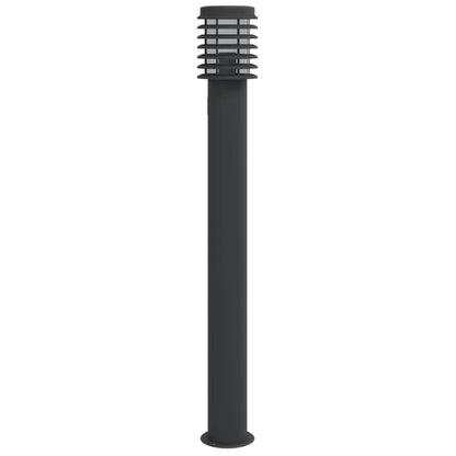 Outdoor Floor Lamp with Outlet Black 110cm Stainless Steel
