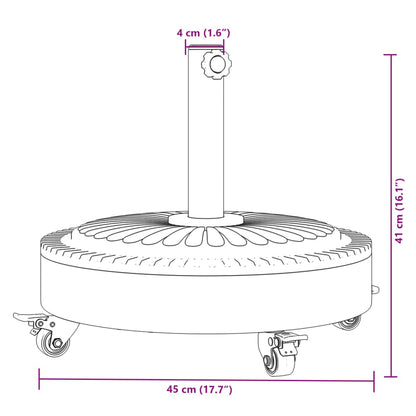 Parasol Base with Wheels for Ø1.5"/1.9" Poles 59.5 lb Round