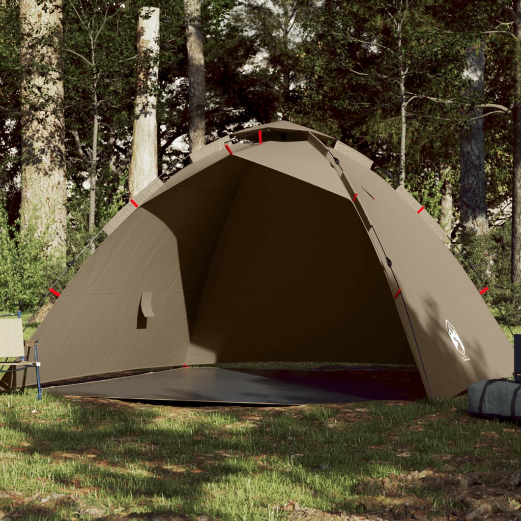 Fishing Tent 4-Person Brown Quick Release