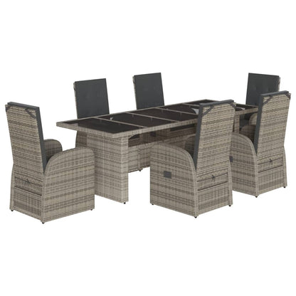 Garden Dining Set | Grey | PE rattan | 6-seater | Seats Many